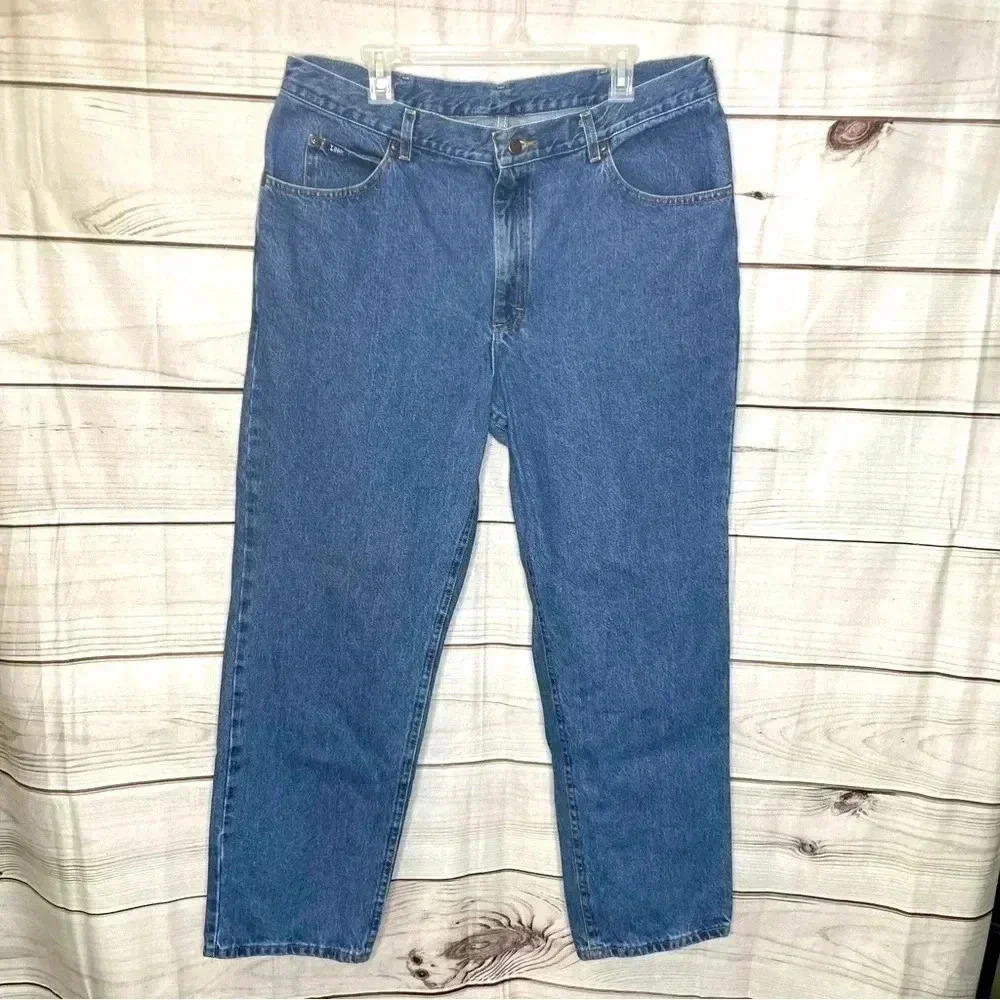 Lee Regular Fit Straight Leg Jeans Mens 40x30 Medium Wash‎ Blue Denim Classic